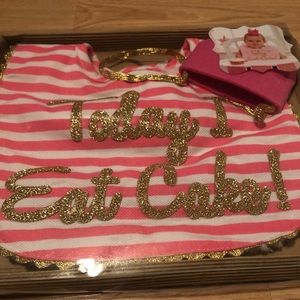 New In Box - Mud Pie “Today I Eat Cake” Bib Set